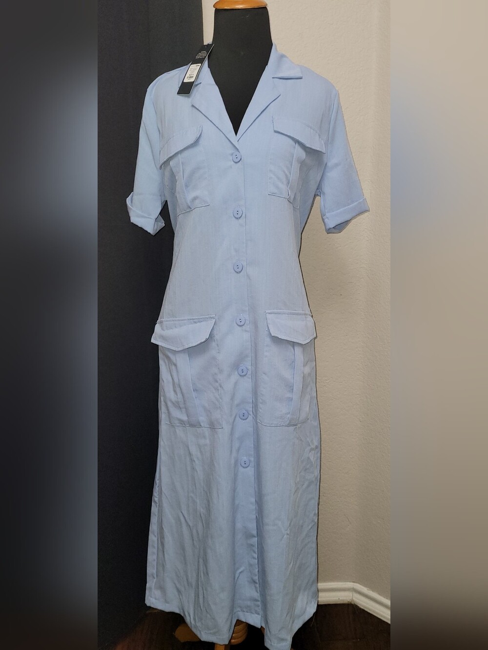 NWT Light Blue Button-Front Utility Shirt Dress